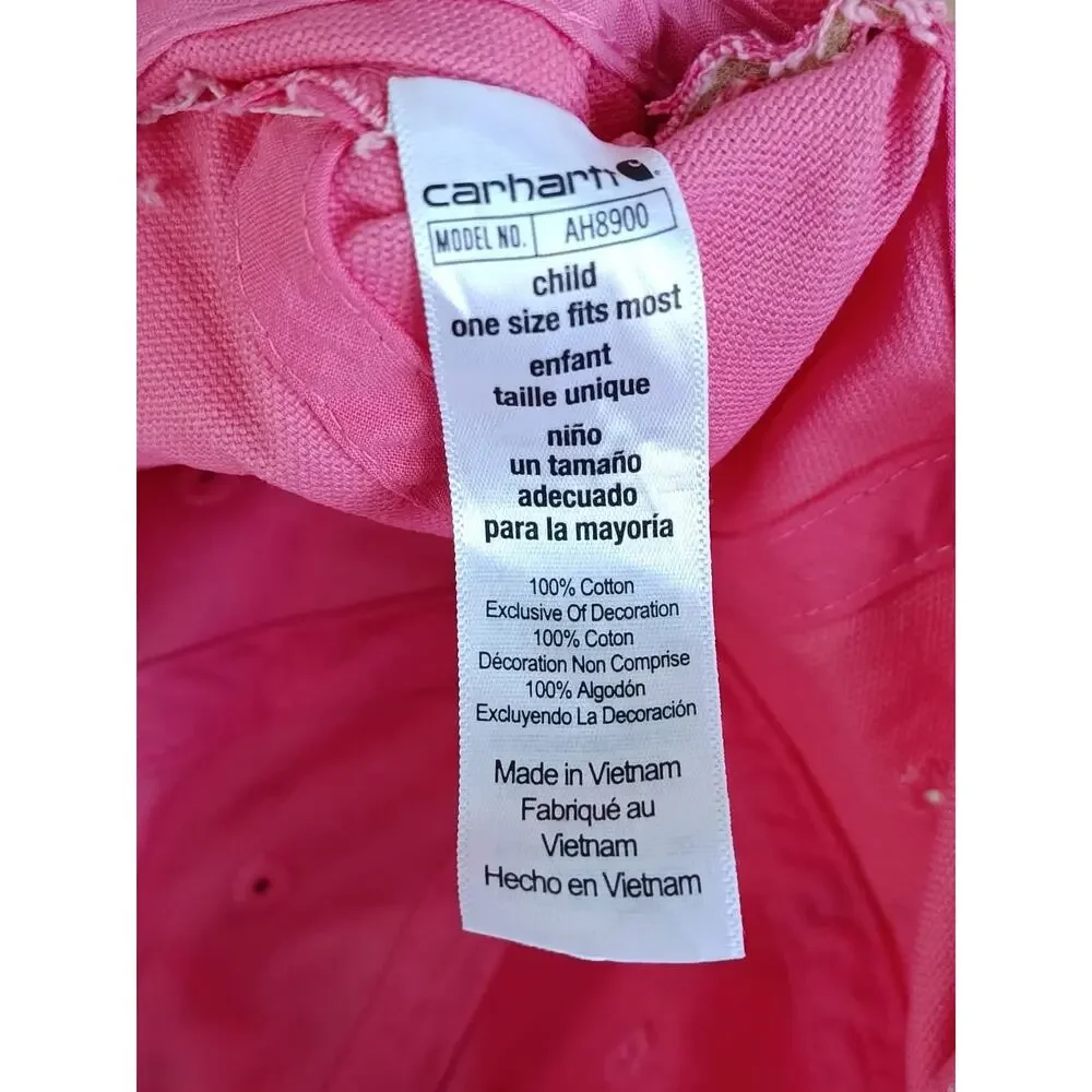 Carhartt Canvas Trucker Hat One Size Youth Pink Logo Strap Back